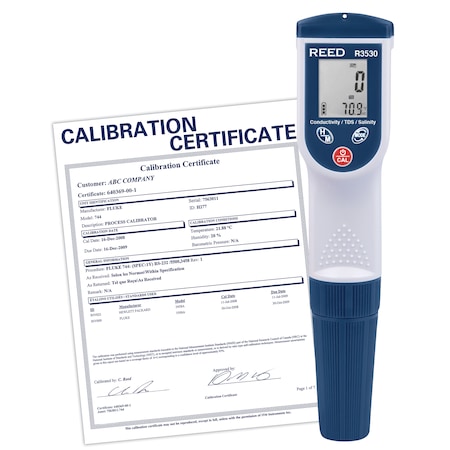 Reed Instruments REED Conductivity/TDS/Salinity Meter, includes ISO Certificate R3530-NIST